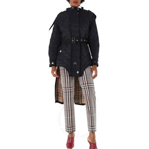 Burberry Black Quilted Puffer Jacket Hooded Trench 2XS NEW Nova Check Lined Coat